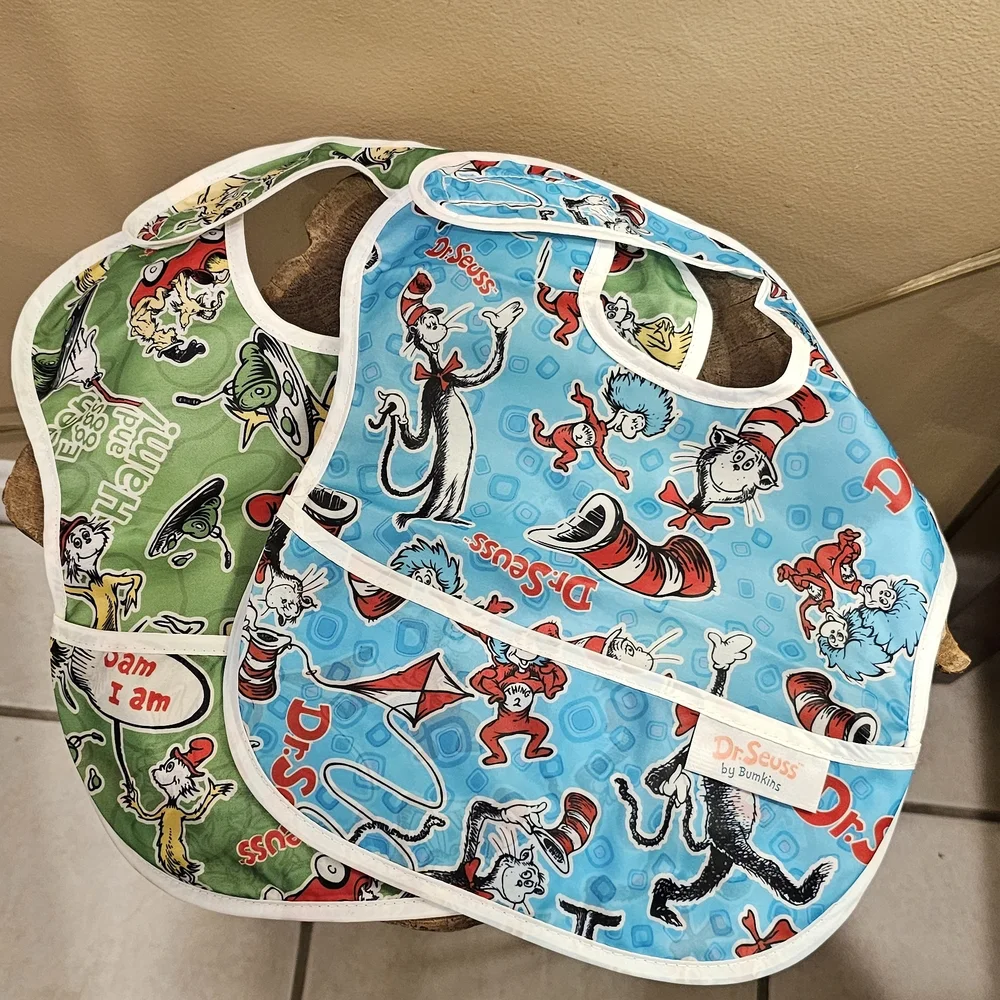Bumpkins-Dr. Seuss Baby Bib Set - Green and Blue